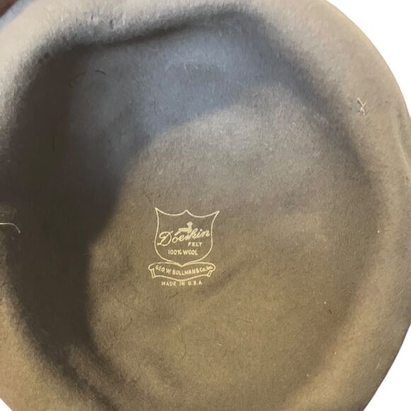 Vintage Doe Skin Wool Felt Tilt Hat Feather Net Veil Bollman USA 1940s 50s - Picture 7 of 7